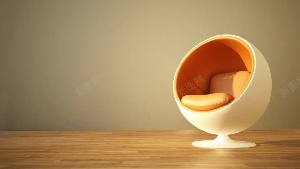 黄色背景下的橙色圆椅jpg设计背景_新图网 https://ixintu.com 橙色 背景 黄色
