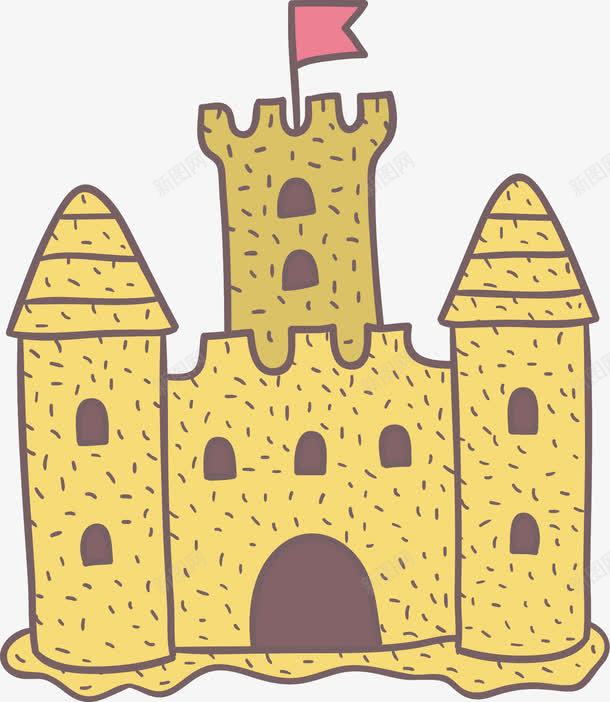 手绘城堡png免抠素材_新图网 https://ixintu.com 卡通 城堡 堡垒 屋子 房子 手绘 水彩 红旗 红色
