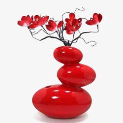 红色花瓶插花素材