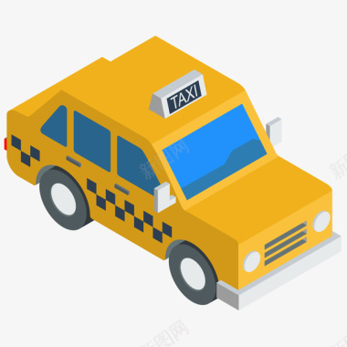 黄色出租车3D图标矢量图图标