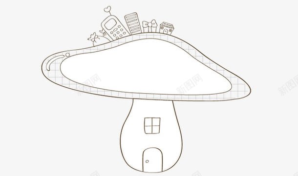 卡通蘑菇小屋png免抠素材_新图网 https://ixintu.com 卡通 白色 蘑菇
