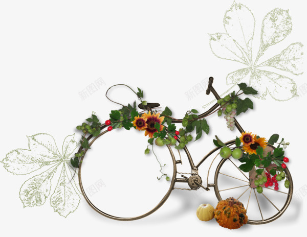创意自行车相框png免抠素材_新图网 https://ixintu.com 向日葵 自行车 自行车相框 自行车边框
