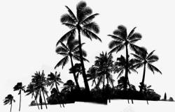 黑色剪影椰子树林素材