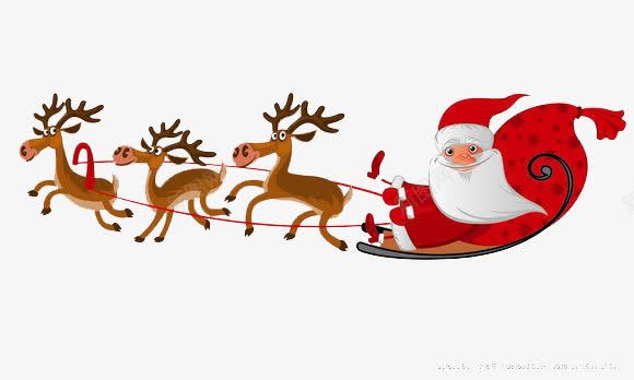雪橇上的圣诞老人png免抠素材_新图网 https://ixintu.com 卡通 圣诞节 手绘 鹿