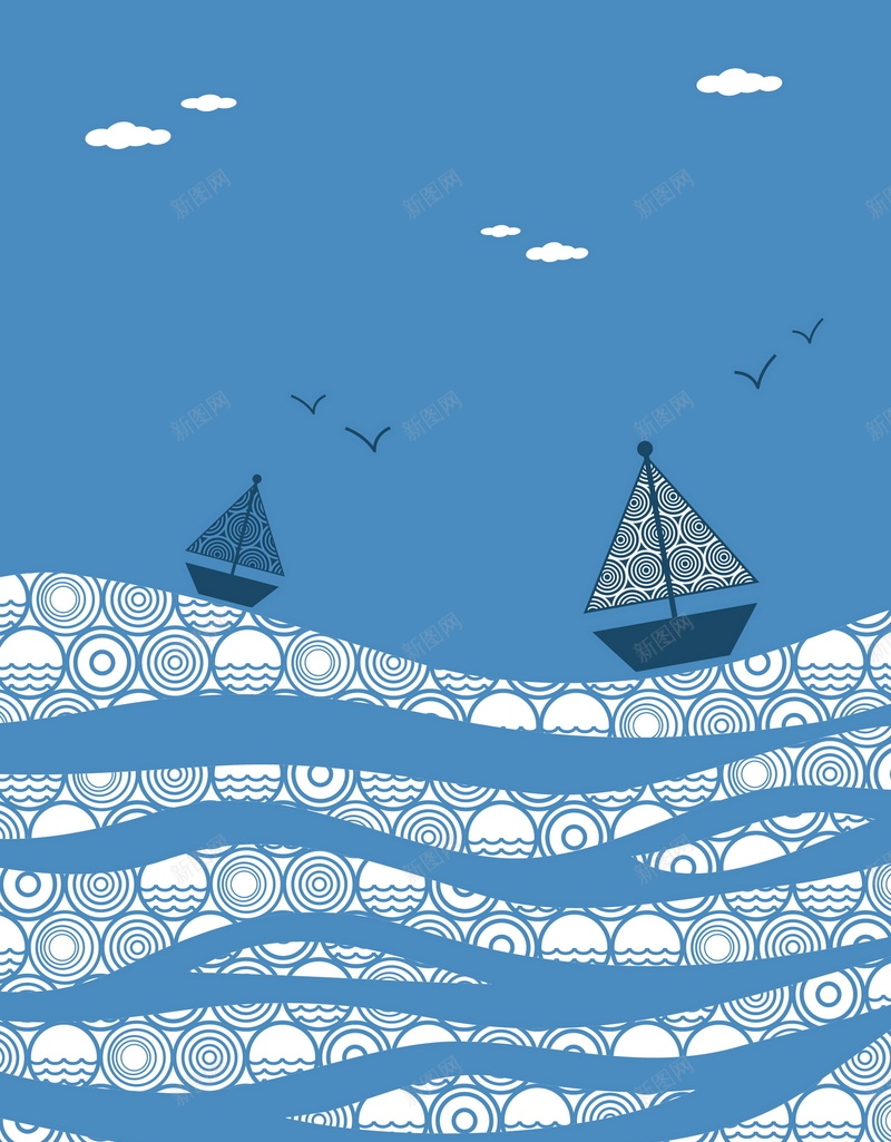 大海航海矢量图ai设计背景_新图网 https://ixintu.com 卡通 大海 帆船 手绘 矢量图 童趣 航帆 航海 蓝色