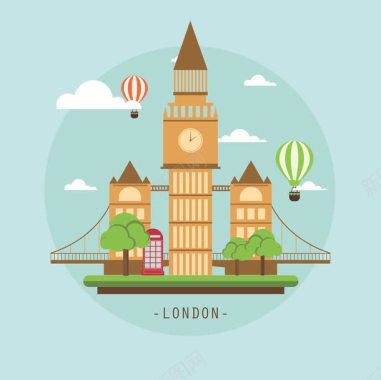 伦敦钟塔景点图标图标