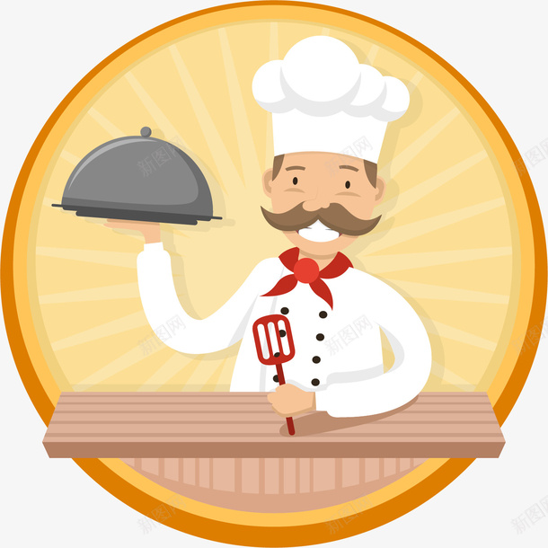 手绘厨师图标矢量图ai_新图网 https://ixintu.com 厨师 图标 手绘 标签 矢量图