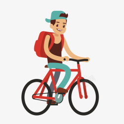卡通手绘全民健身日骑单车免矢量图素材