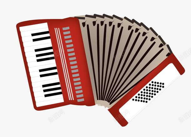 红色手风琴png免抠素材_新图网 https://ixintu.com PNG图形 乐器 手绘 手风琴 装饰