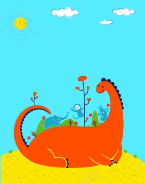 矢量卡通儿童画恐龙背景背景