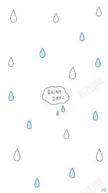手绘卡通蓝色雨滴背景