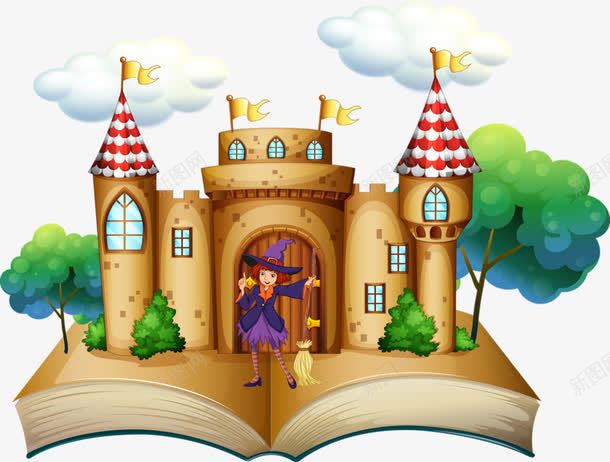 书本上的建筑png免抠素材_新图网 https://ixintu.com 书本 儿童节 儿童节素材 卡通 卡通城堡
