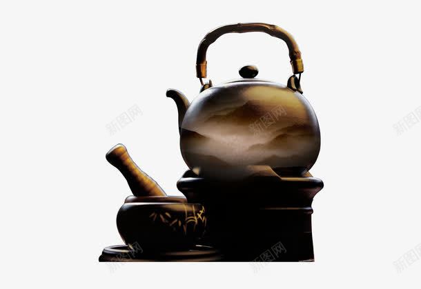 茶壶内有乾坤png免抠素材_新图网 https://ixintu.com 云海 产品实物 水壶 碳炉 茶壶 陶瓷