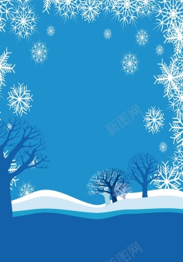 扁平化雪花树木背景模版矢量图背景