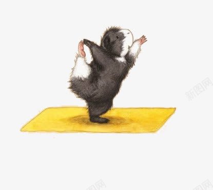 卡通老鼠png免抠素材_新图网 https://ixintu.com 坐着抬起一只爪子的 手绘 瑜伽 老鼠 老鼠抬脚 黄色垫子