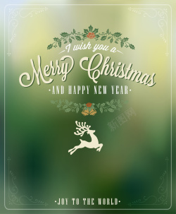 绿色朦胧圣诞麋鹿海报背景矢量图海报
