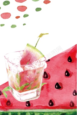 矢量插画夏季西瓜果汁饮品海报背景背景