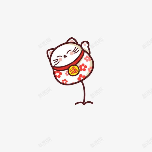 招财猫简图png免抠素材_新图网 https://ixintu.com 一只 卡通 可爱 手绘 招财猫 白色 简图 红色