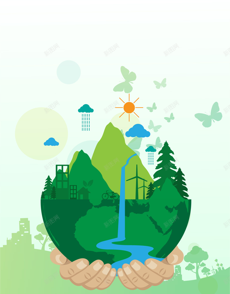 地球绿色环保海报背景矢量图ai设计背景_新图网 https://ixintu.com 保护环境 地球 手 手掌树 树 植物 爱护地球 爱护环境 环保 环保背景 环境 矢量图 绿叶 绿色 绿色背景 自然