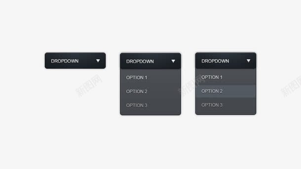 网页图标psd_新图网 https://ixintu.com 下拉列表 下拉框 网页设计 黑色