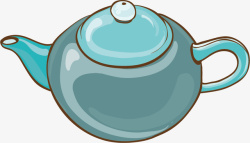 蓝色茶壶矢量图素材