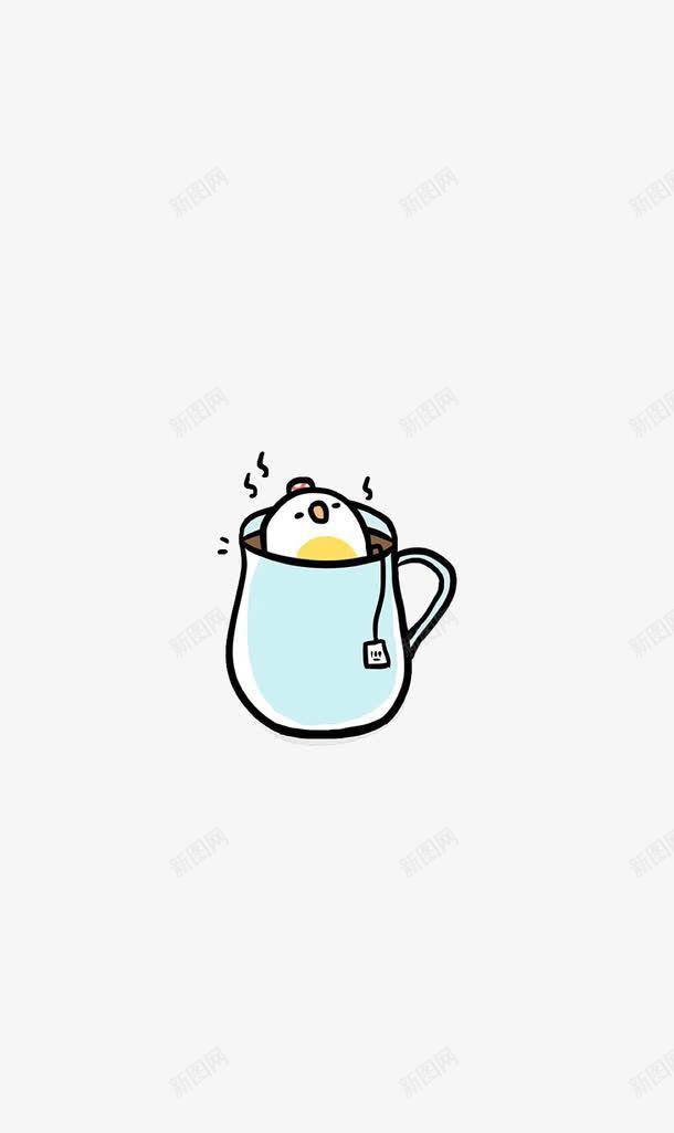 可爱茶包png免抠素材_新图网 https://ixintu.com 卡通 可爱 手绘 白色 简图 茶包 茶杯 蓝色 黄色