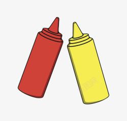 红色纤维红黄色塑料瓶子番茄酱包装卡通高清图片
