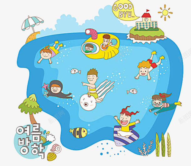 水池里玩耍的儿童png免抠素材_新图网 https://ixintu.com 人物 儿童 卡通 泳池 游泳 游泳圈 玩耍 简图