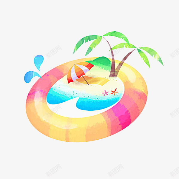 彩色的游泳圈png免抠素材_新图网 https://ixintu.com PNG素材 彩色 椰子树 游泳圈