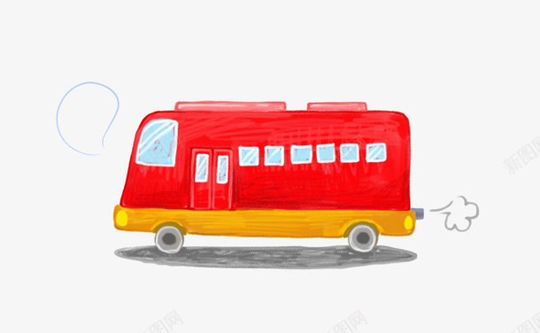 红色的大巴车png免抠素材_新图网 https://ixintu.com 卡通 大巴车 手绘 插图 红色的 行驶的 黄色的