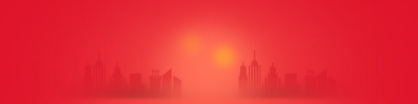 红色城市剪影海报背景