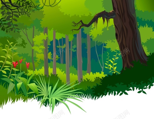矢量卡通原始森林背景背景
