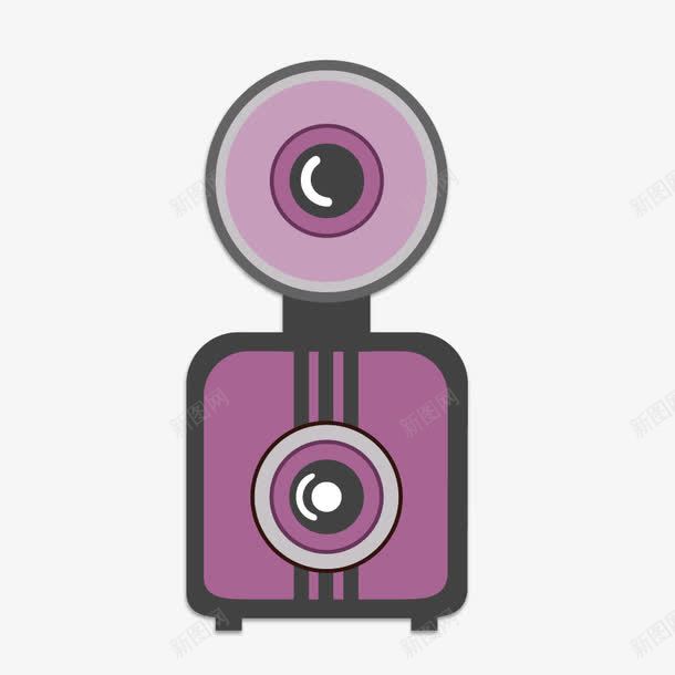 紫色相机和闪光灯png免抠素材_新图网 https://ixintu.com 卡通相机 手绘单反 矢量相机