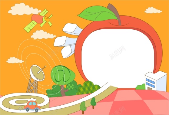 矢量卡通儿童教育苹果网络背景背景
