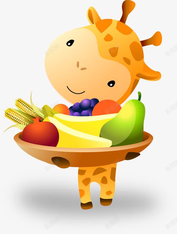 卡通拿着水果盘的牛png免抠素材_新图网 https://ixintu.com 儿童节 动物 卡通 可爱 水果盘 牛 黄色