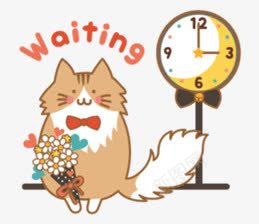 猫png免抠素材_新图网 https://ixintu.com waiting 卡通 时钟 猫 送花