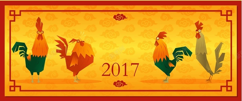 2017鸡年雄鸡艺术背景矢量图背景