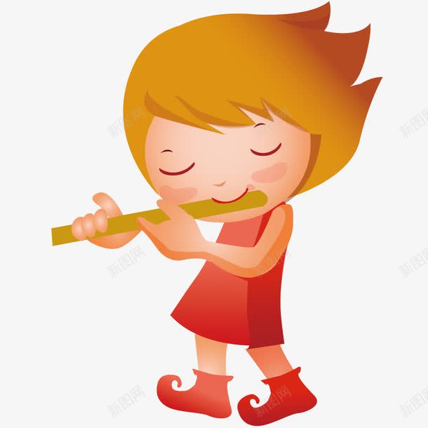 女孩在吹箫png免抠素材_新图网 https://ixintu.com 乐器 吹箫 手绘 插画 矢量人物 音乐