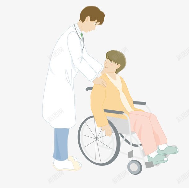 推着病人的男医生png免抠素材_新图网 https://ixintu.com 医生 病人 轮椅