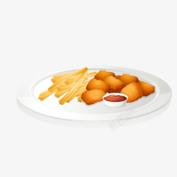 盘子里的油炸鸡腿卡通油炸食物矢量图高清图片