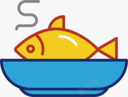 美味鱼汤锅里的鱼手绘简图高清图片
