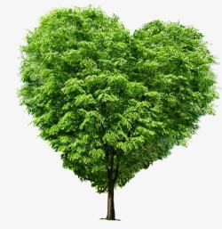 绿色清新爱心小树素材