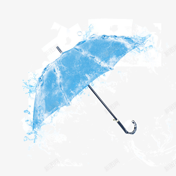 卡通手绘蓝色的伞png免抠素材_新图网 https://ixintu.com 创意 动漫动画 卡通手绘 艺术 蓝色的伞 防晒
