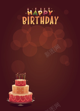 生日快乐蜡烛蛋糕海报背景矢量图背景