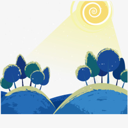 小树林插画插画夜空中的小树林矢量图高清图片