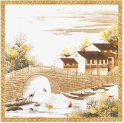 瓷片透明陶瓷素材小桥流水高清图片