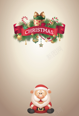 纯色圣诞老人艺术字海报背景矢量图背景