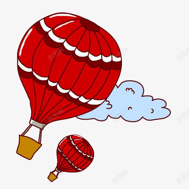 气球和乌云png免抠素材_新图网 https://ixintu.com 免费PNG 手绘 热气球 红色 蓝色