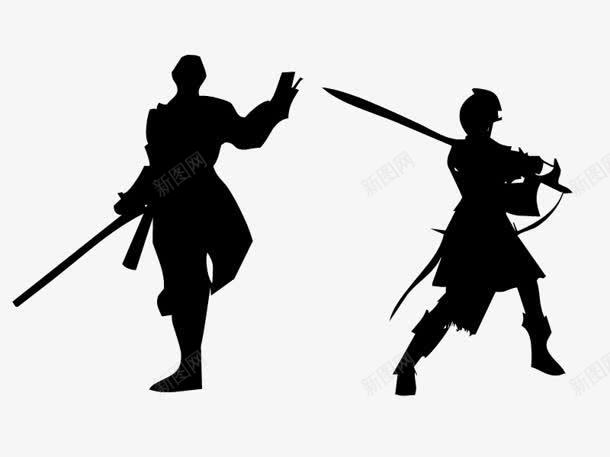 黑色舞剑的两个人png免抠素材_新图网 https://ixintu.com 个人 舞剑 黑色