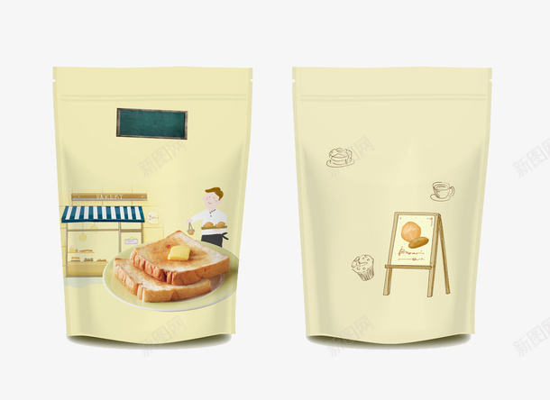 米色便携的面包包装png免抠素材_新图网 https://ixintu.com 便携 包装 好吃 米色 美味 设计 面包 食物